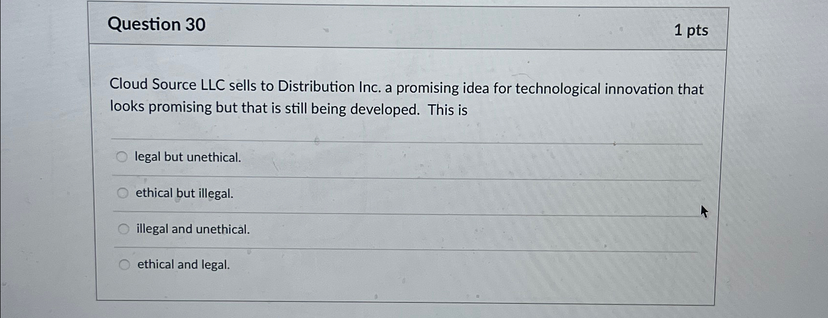  Question 30 1pts Cloud Source LLC sells to Distribution Inc. a