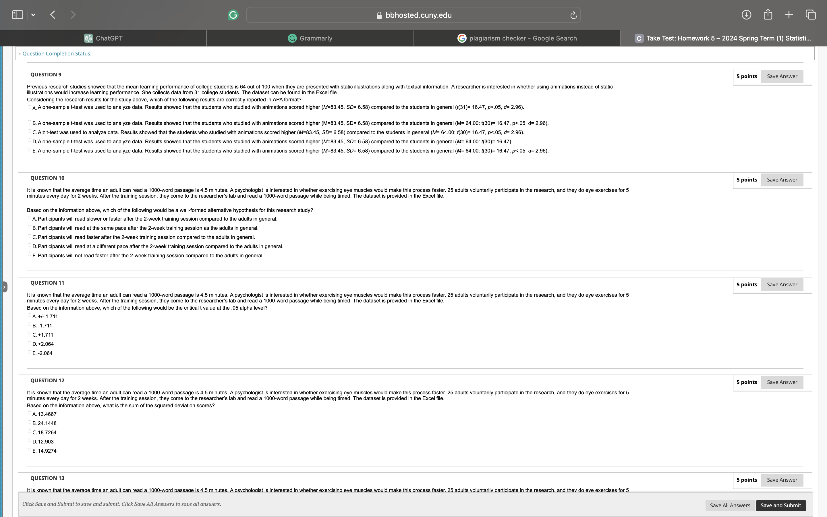 ... PSY 226 HW 5 Learning Performance Dataset(1) (1) ~ Q Home