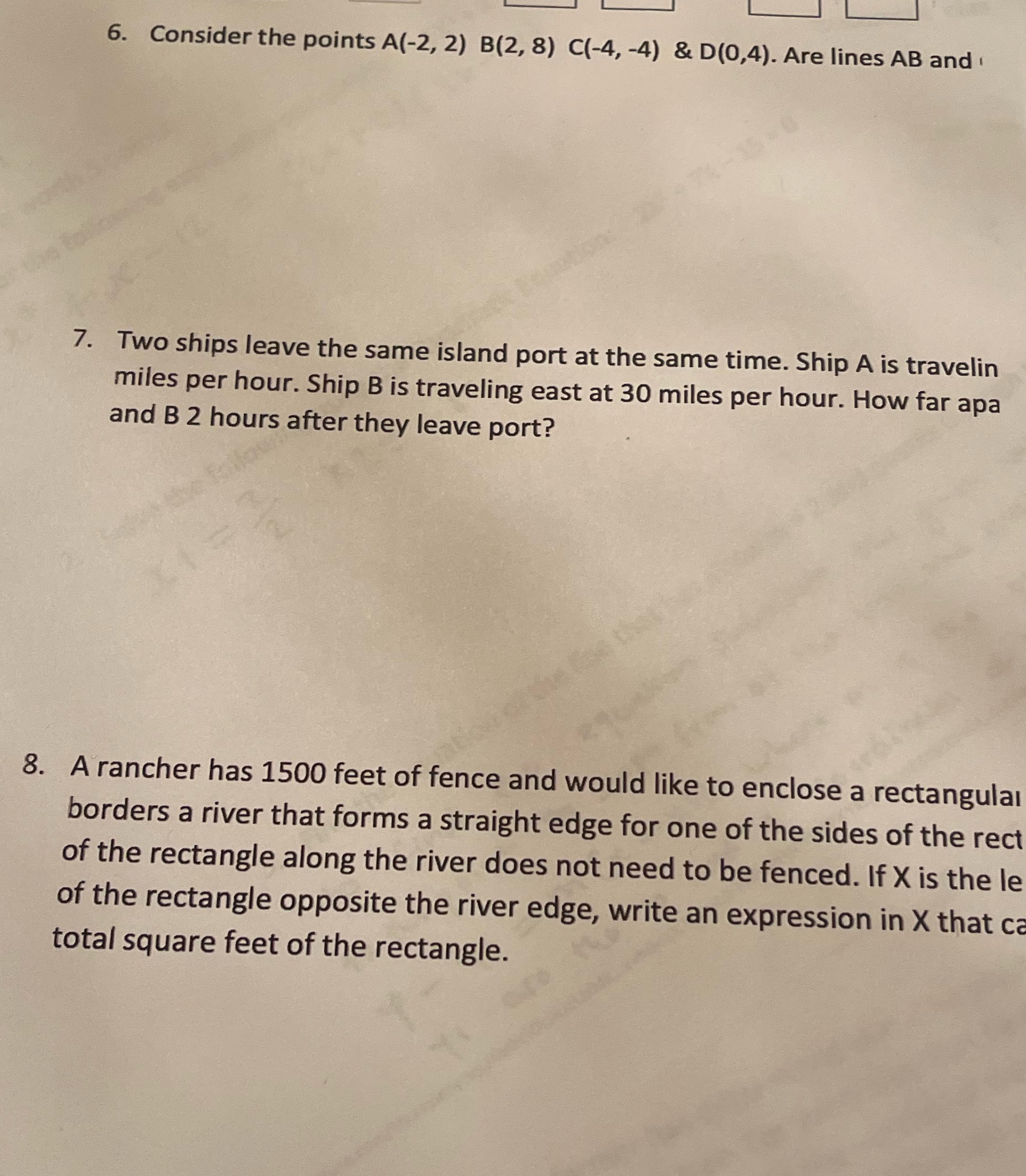  6. Consider the points A(-2, 2) B(2, 8) C(-4, -4) &