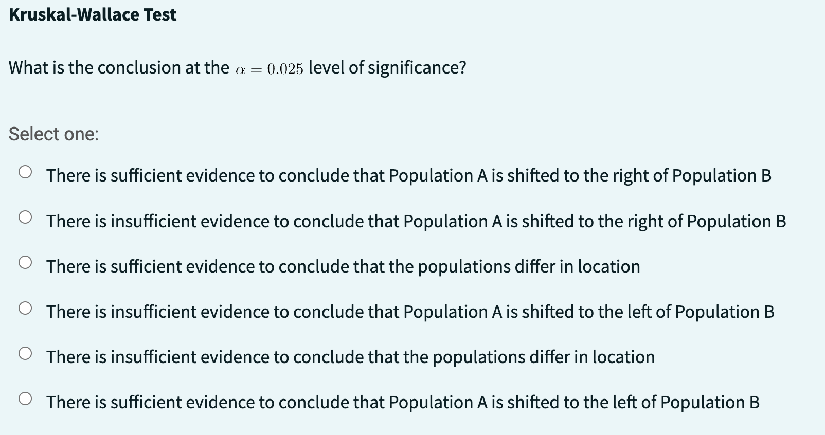 from two populations, which will be labeled Population A and Population B.
