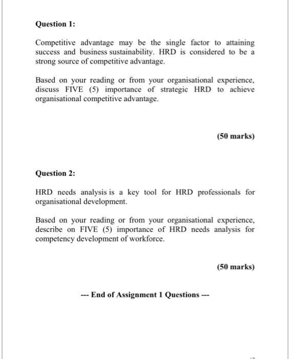  Question 1: Competitive advantage may be the single factor to attaining
