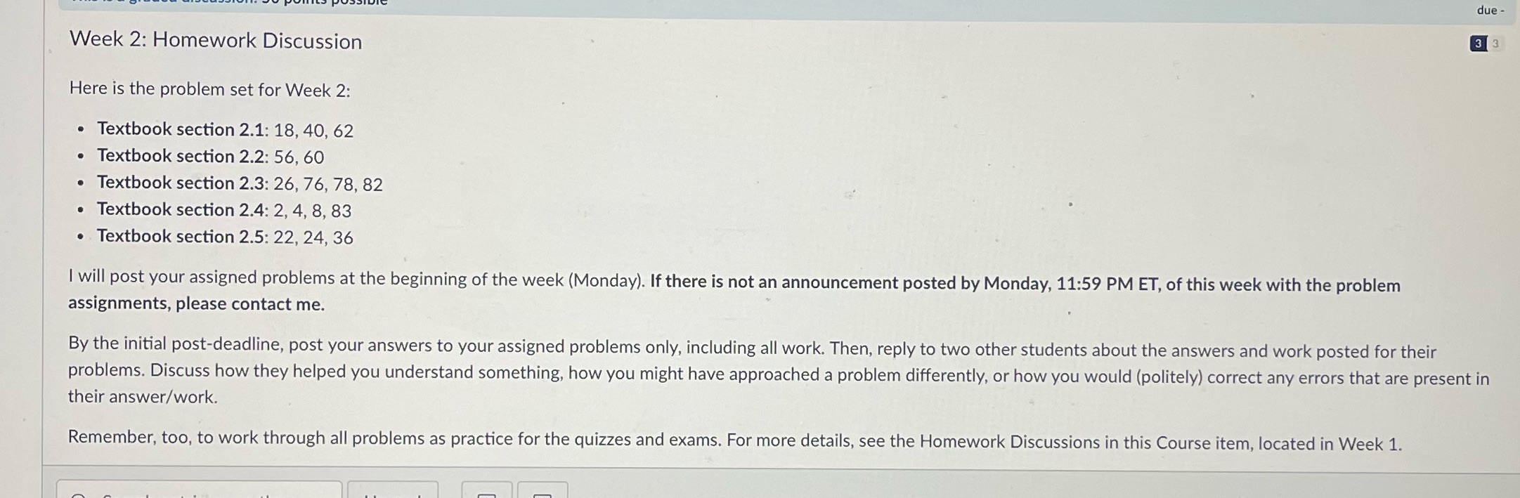 due - Week 2: Homework Discussion 3 3 Here is the