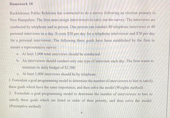 solve 1 (weight method) by lingo solve 2 (pre-emptive) by excel Rucklehouse