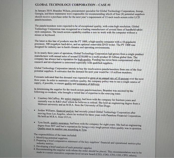 Please read and complete case questions. Thanks! *develop an analysis* In