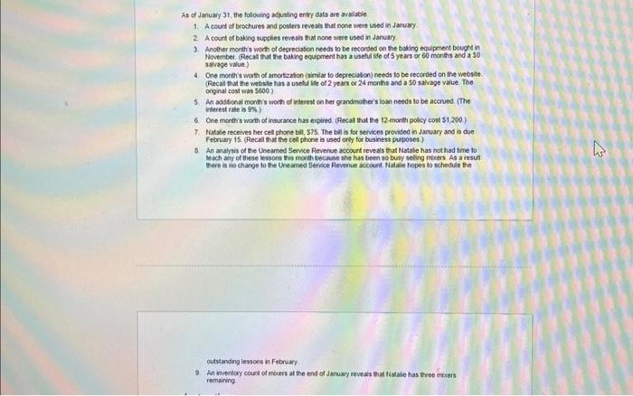 up ledger accounts based on the December 31 post-closing trial balance). (c)