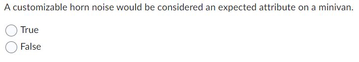  A customizable horn noise would be considered an expected attribute on