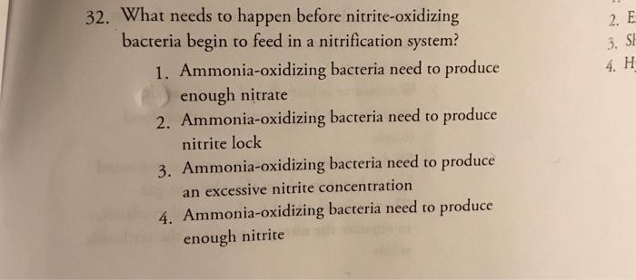  32. What needs to happen before nitrite-oxidizing bacteria begin to feed