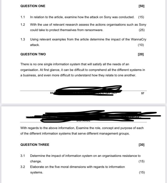  QUESTION ONE [50] 1.1 In relation to the article, examine how