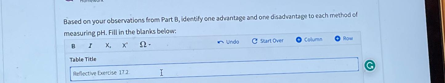  Based on your observations from Part B, identify one advantage and