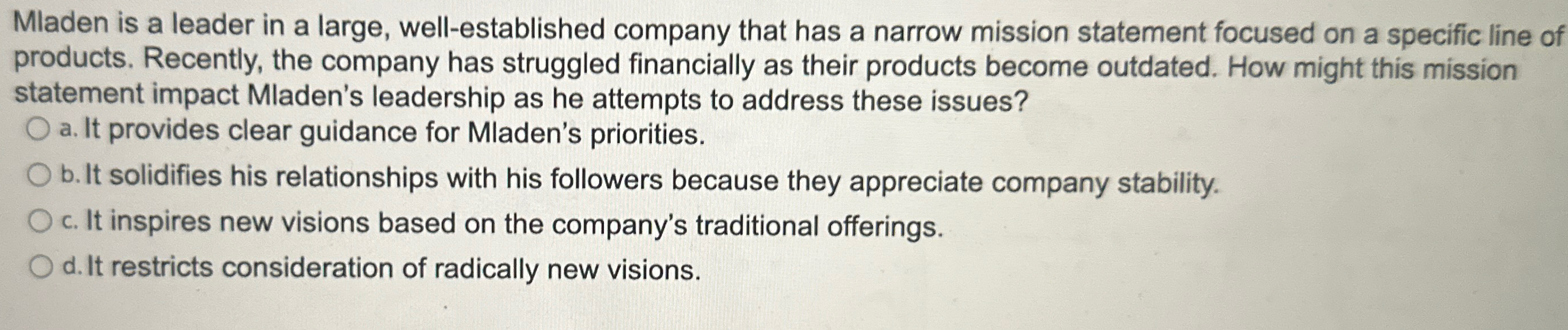  Mladen is a leader in a large, well-established company that has