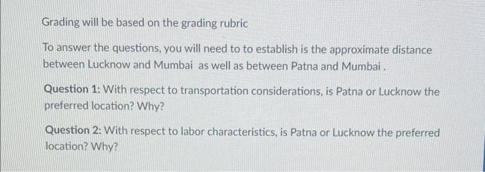  Grading will be based on the grading rubric To answer the