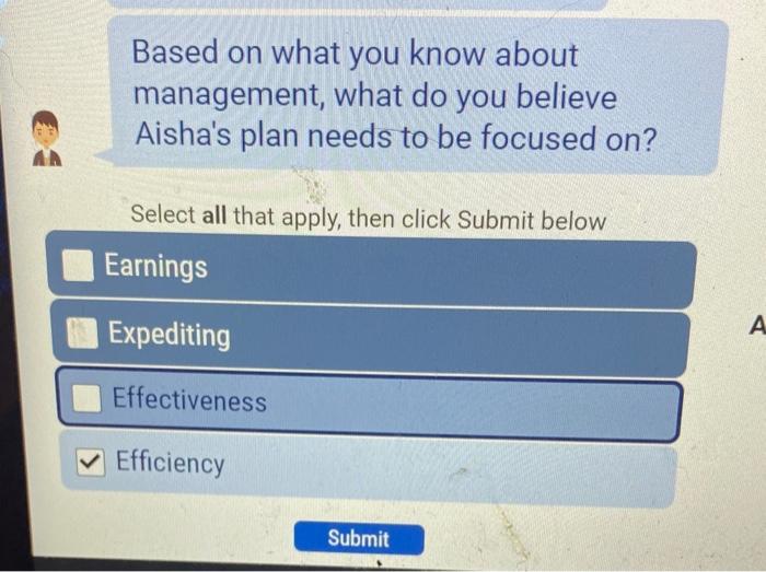  Based on what you know about management, what do you believe