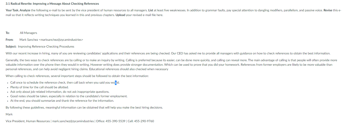  3.1 Radical Rewrite: Improving a Message About Checking References mail so