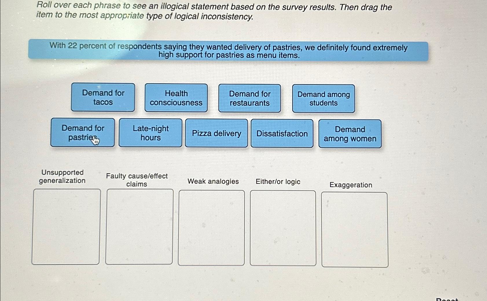  Roll over each phrase to see an illogical statement based on