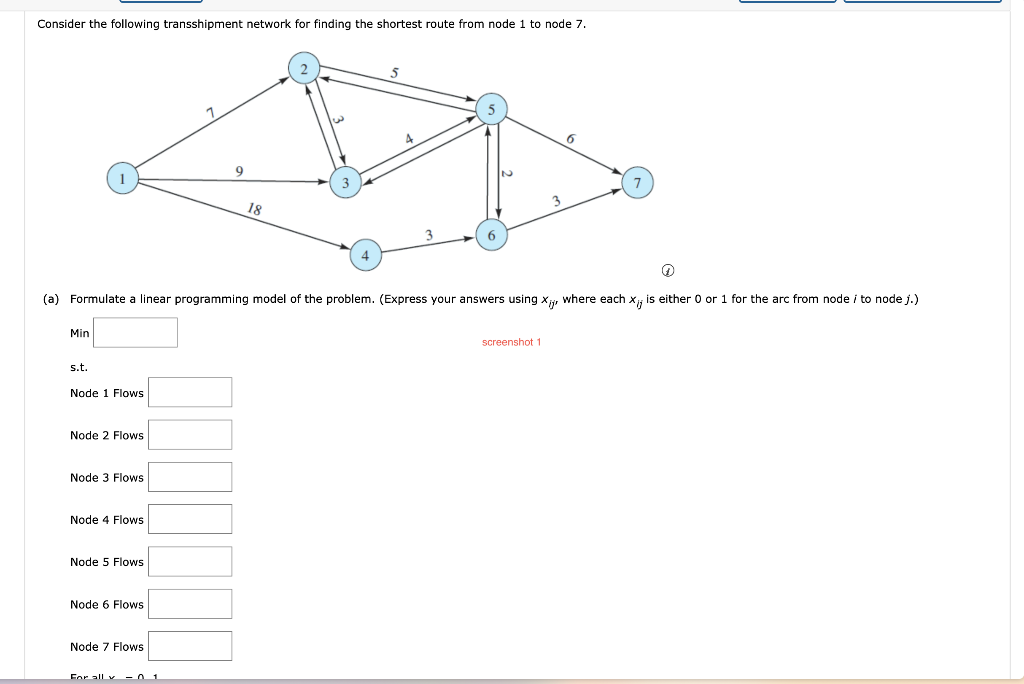 Please help with this question .3 Consider the following transshipment network