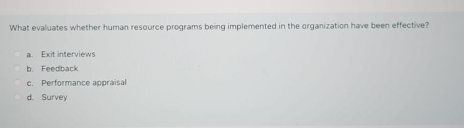  What evaluates whether human resource programs being implemented in the organization