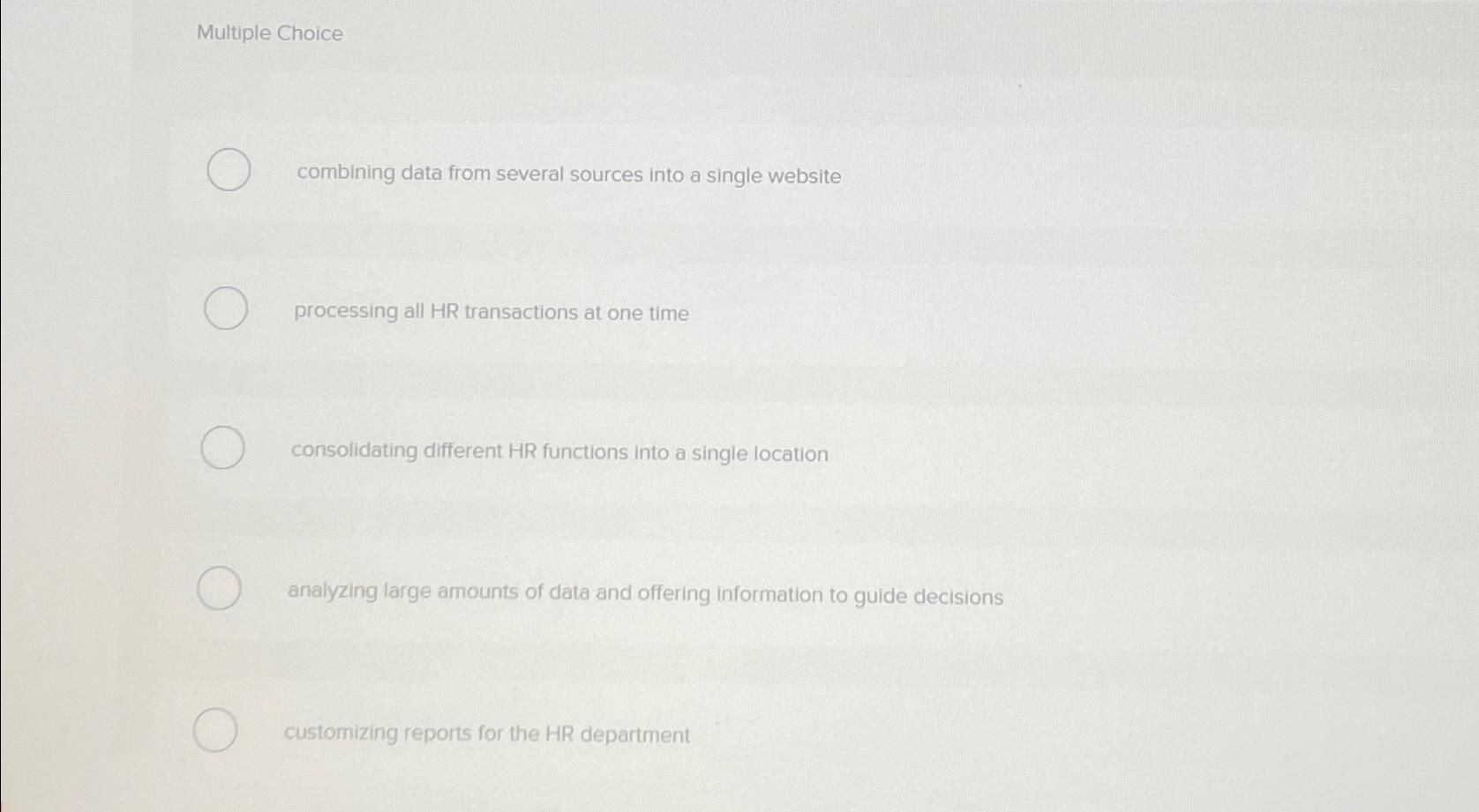  Multiple Choice combining data from several sources into a single website
