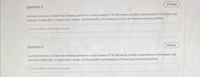  Learning Outcome 3. Answer the following question in a short answer