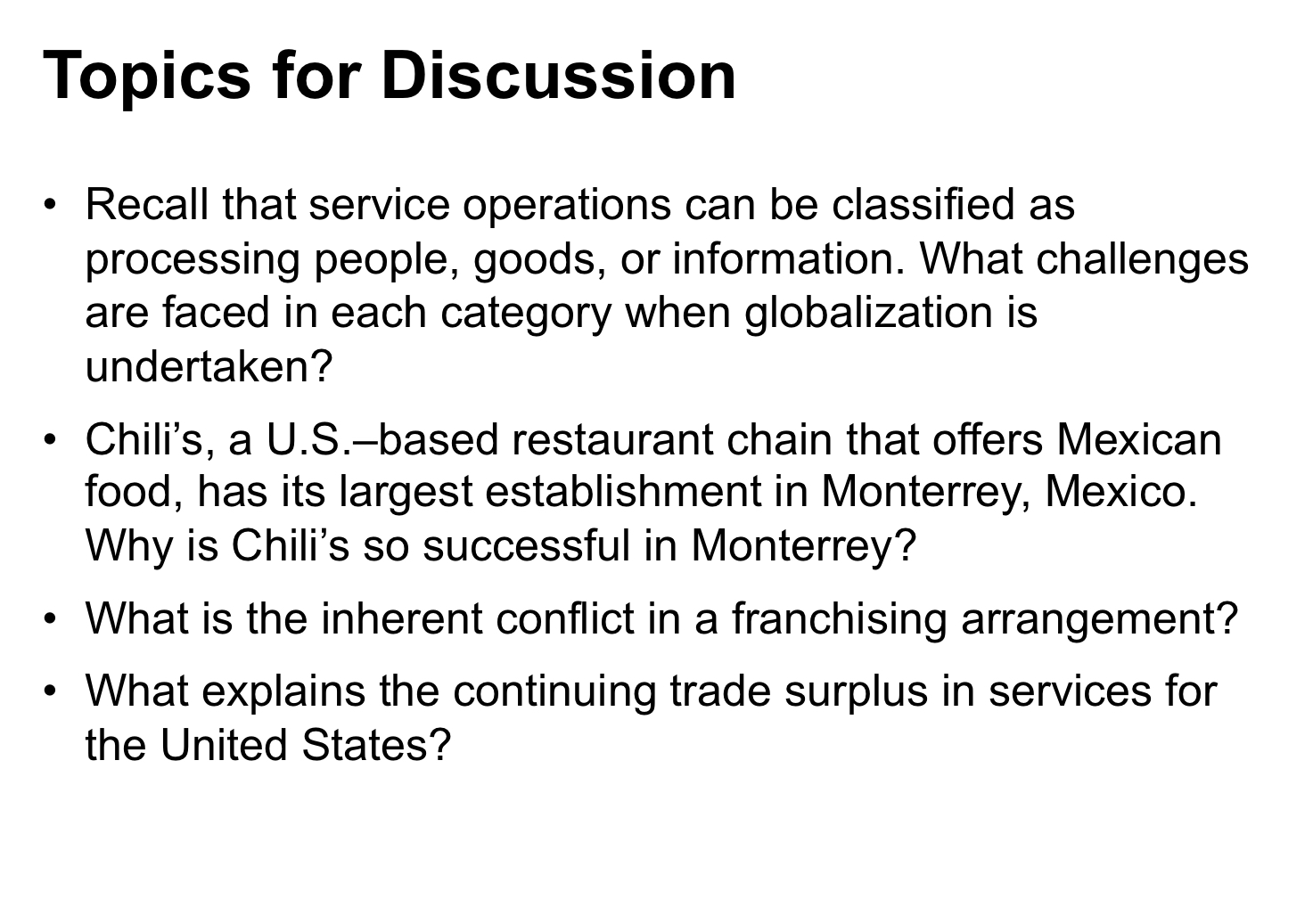  - Recall that service operations can be classified as processing people,