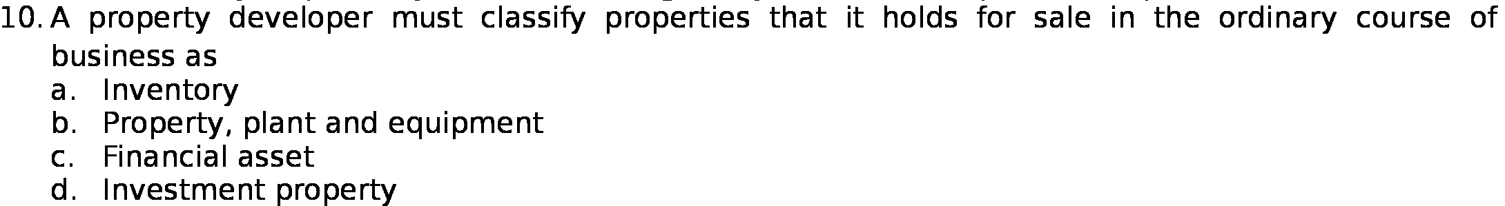  10. A property developer must classify properties that it holds for