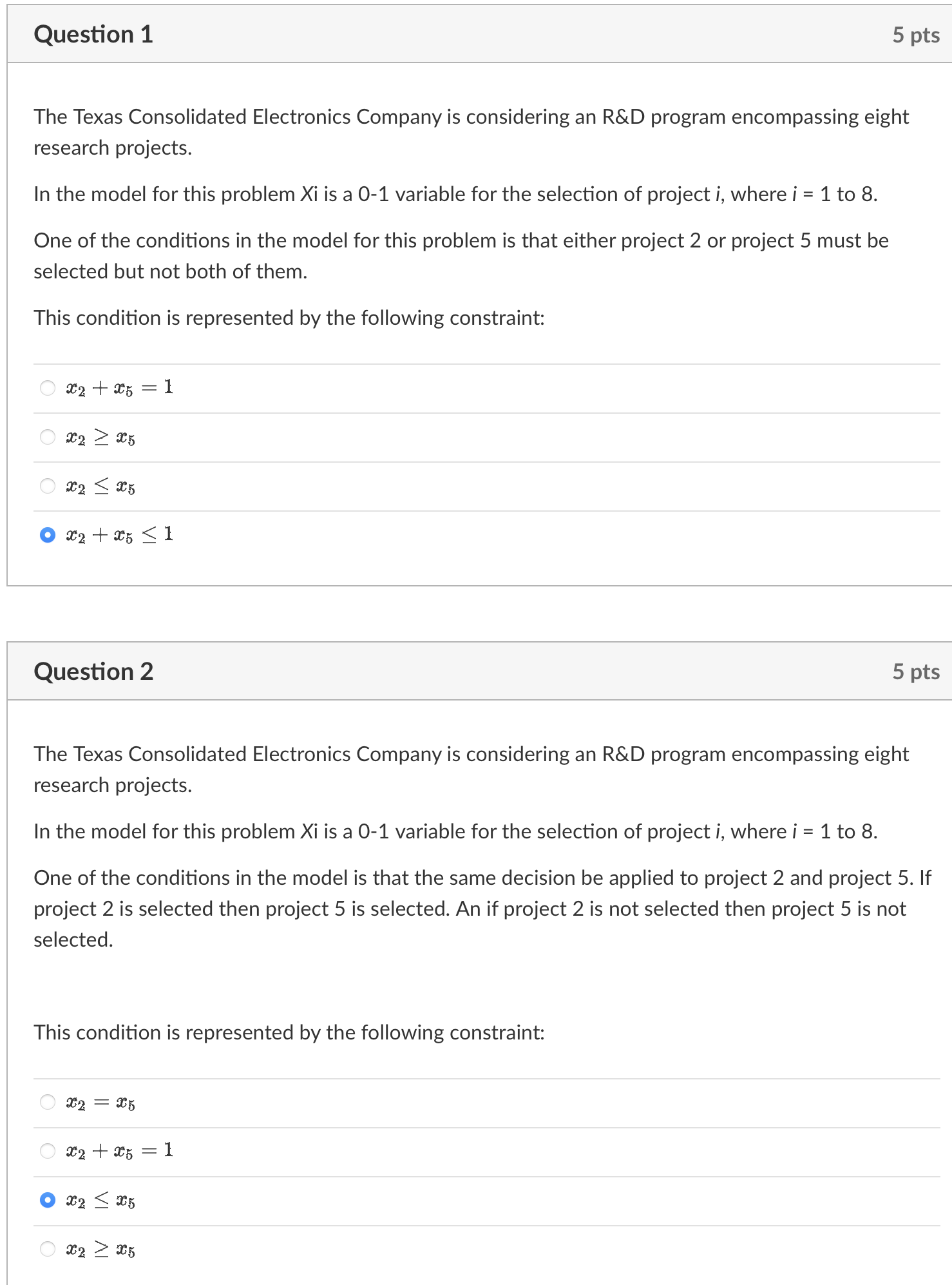  The Texas Consolidated Electronics Company is considering an R\&D program encompassing
