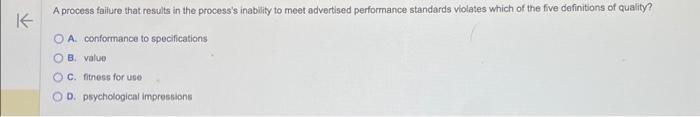  A process failure that results in the process's inability to meet