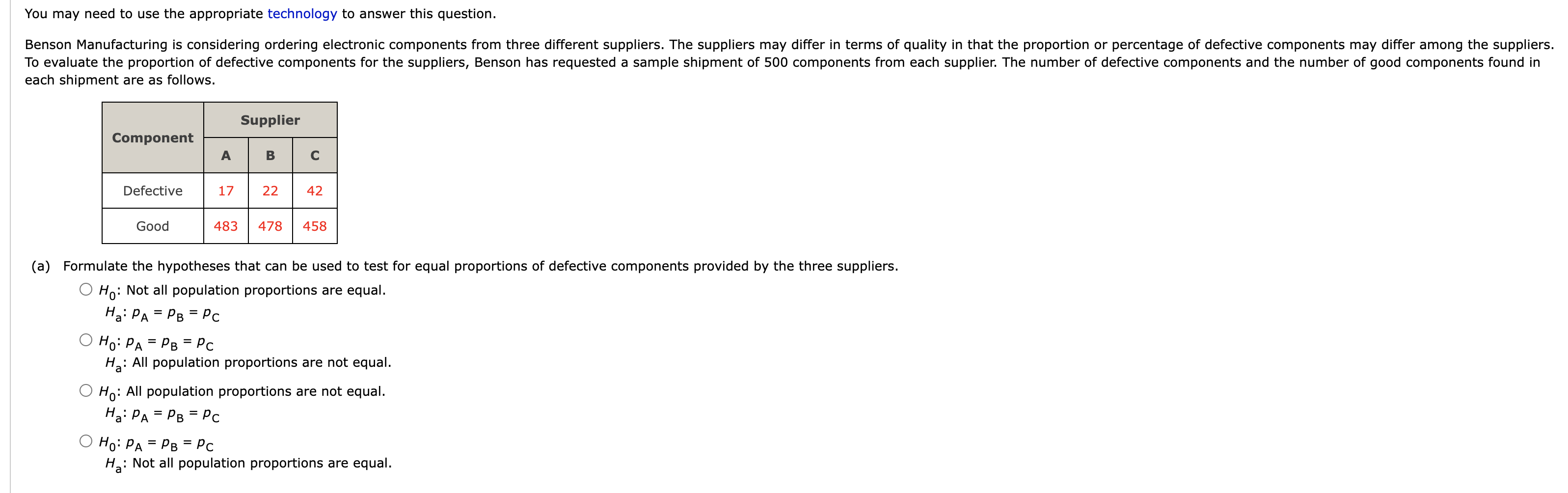 H2 (a) Formulate the hypotheses that can be used to test for