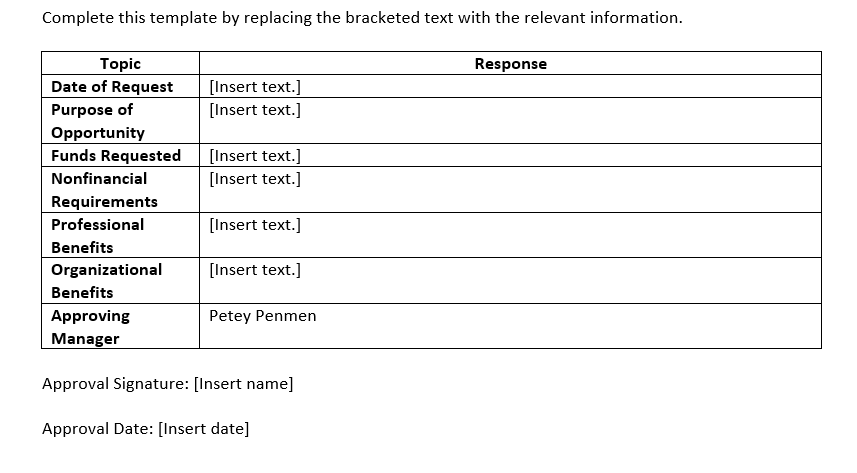 Your manager has asked that you submit a request for professional development