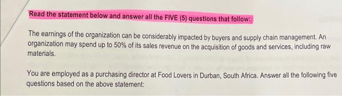 please answer homework question. Question 3 and 4 using the statement as