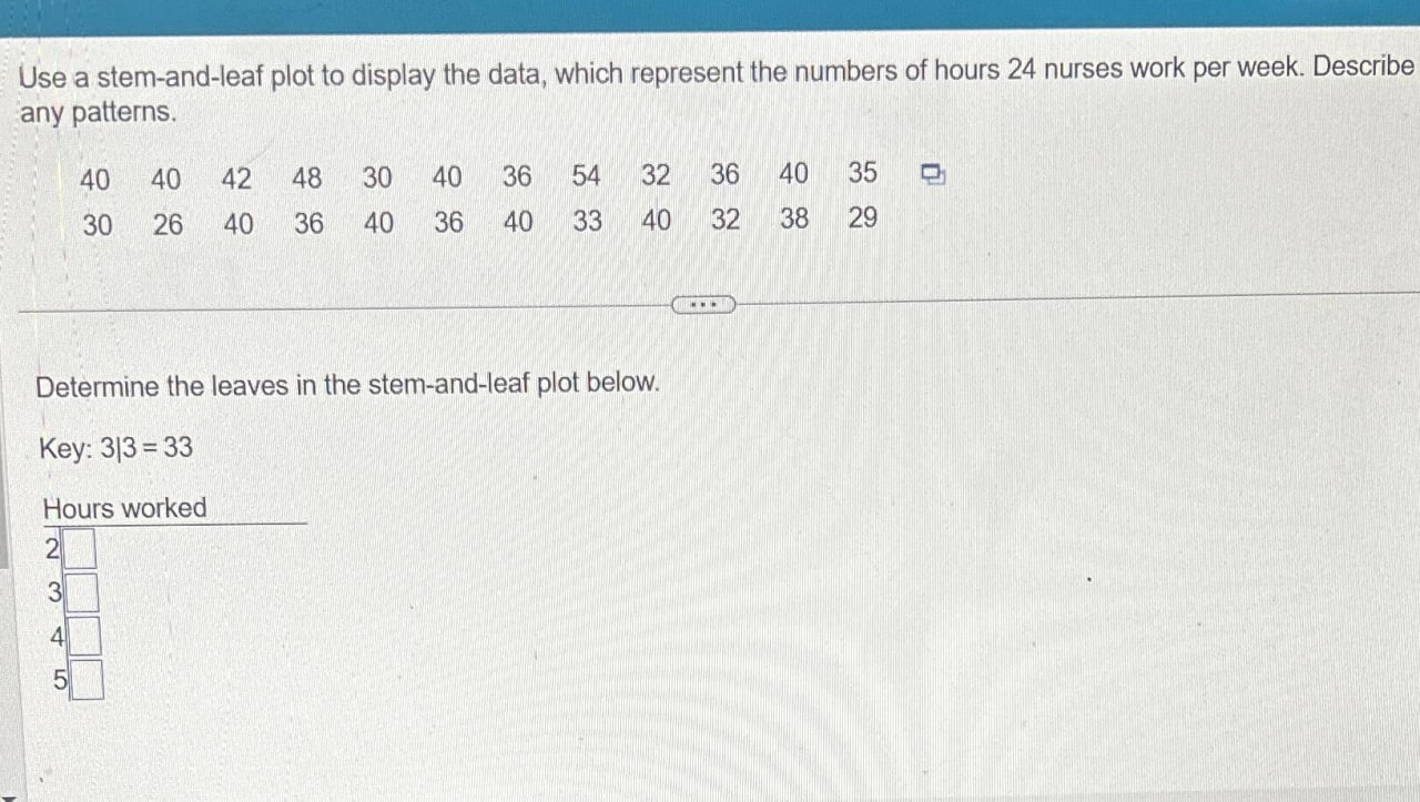  Use a stem-and-leaf plot to display the data, which represent the