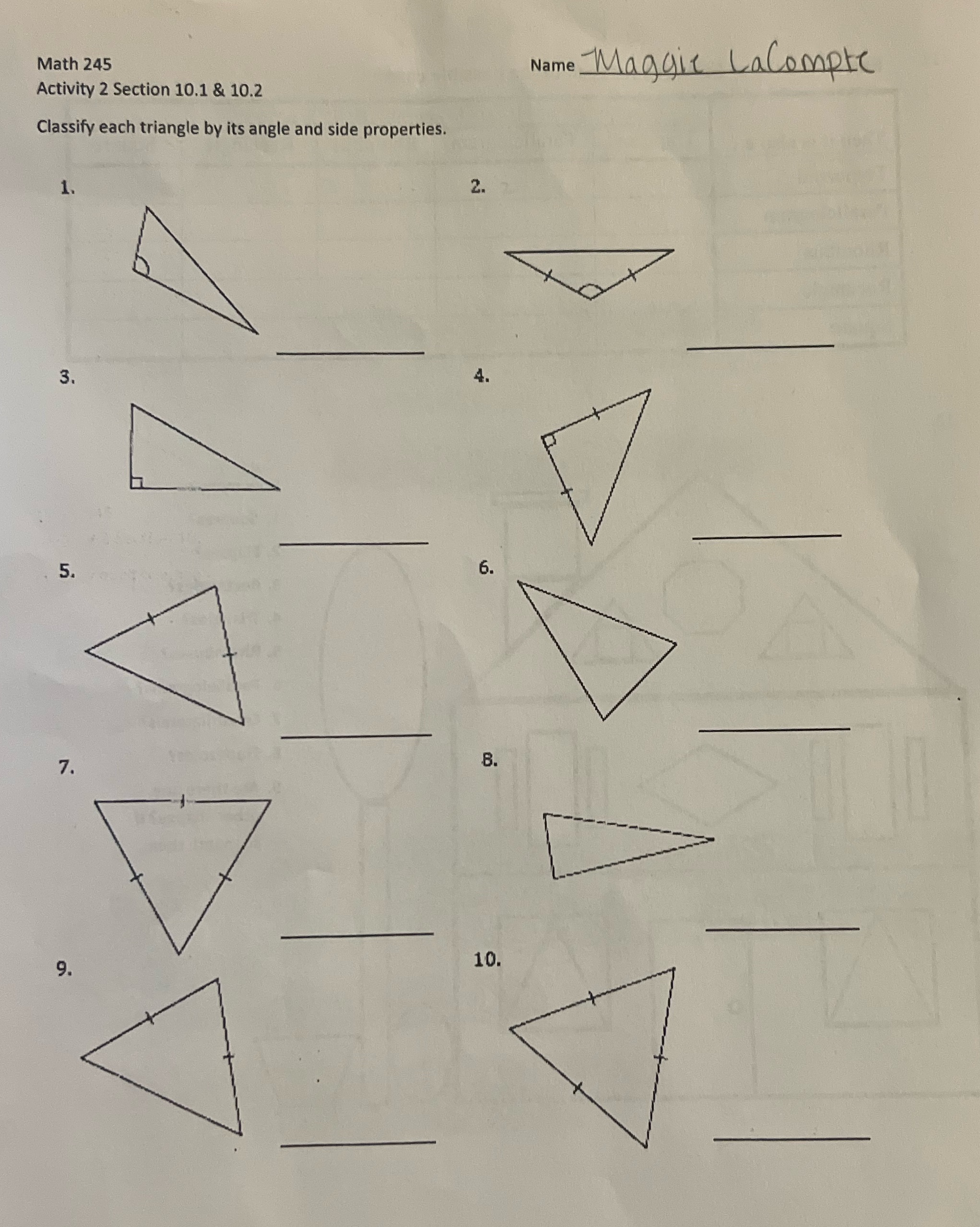  Math 245 Activity 2 Section 10.1 & 10.2 Name Maggie LaCompte