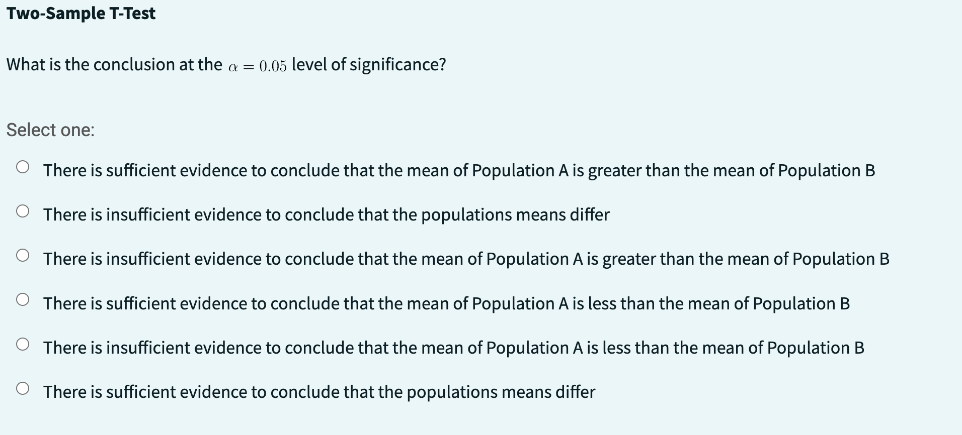 differ with respect to location. You will test appropriate hypotheses to answer