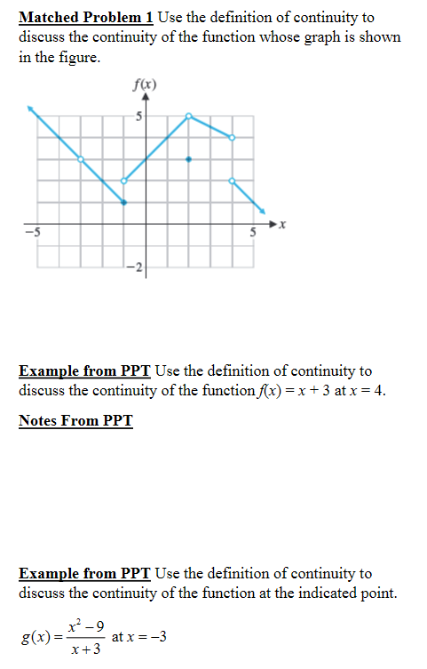 Solve Matched Problem #1 (at x = -3, -1, 2, 4), #4,