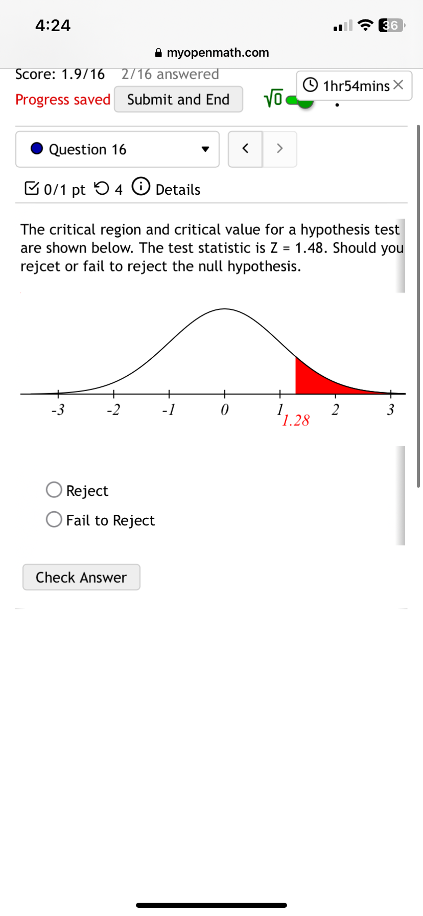 obtain a sample from the second population with 163 successes and 54