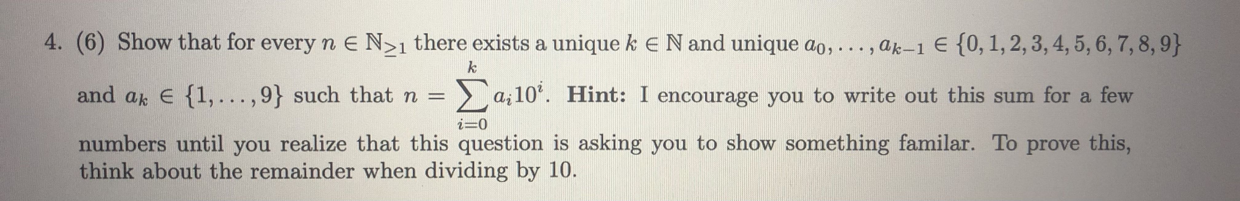 4. (6) Show that for every n E N> 1 there