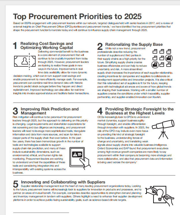 Procurement Priorities to 2025 2. Key Forces of Change to 2025 3.