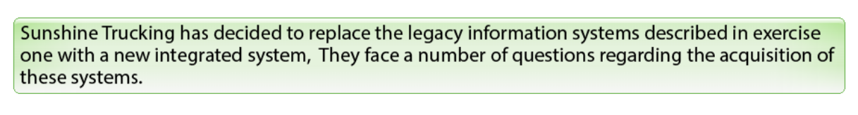  Please answer all questions! Sunshine Trucking has decided to replace the