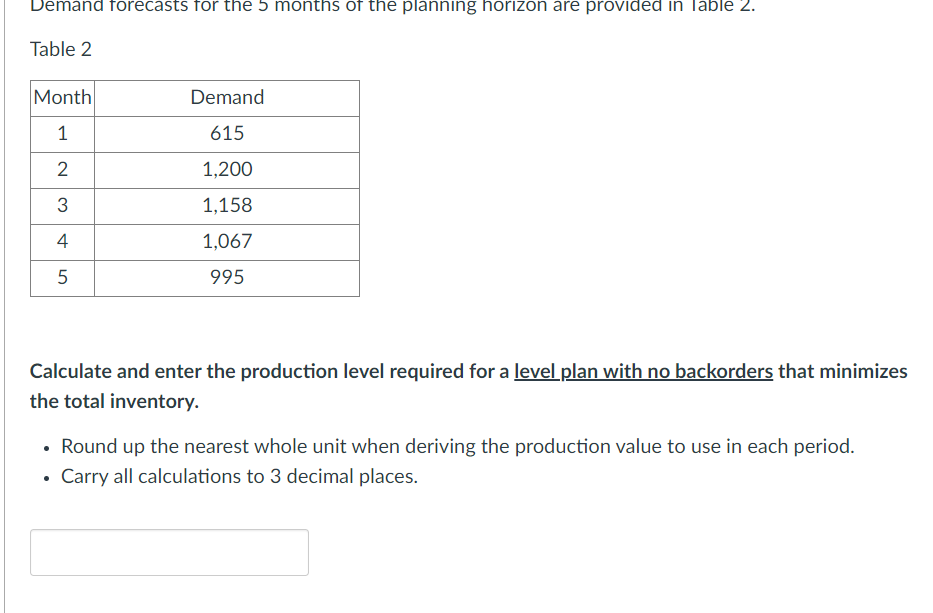 of backpacking tents. The company has collected the following key inputs in