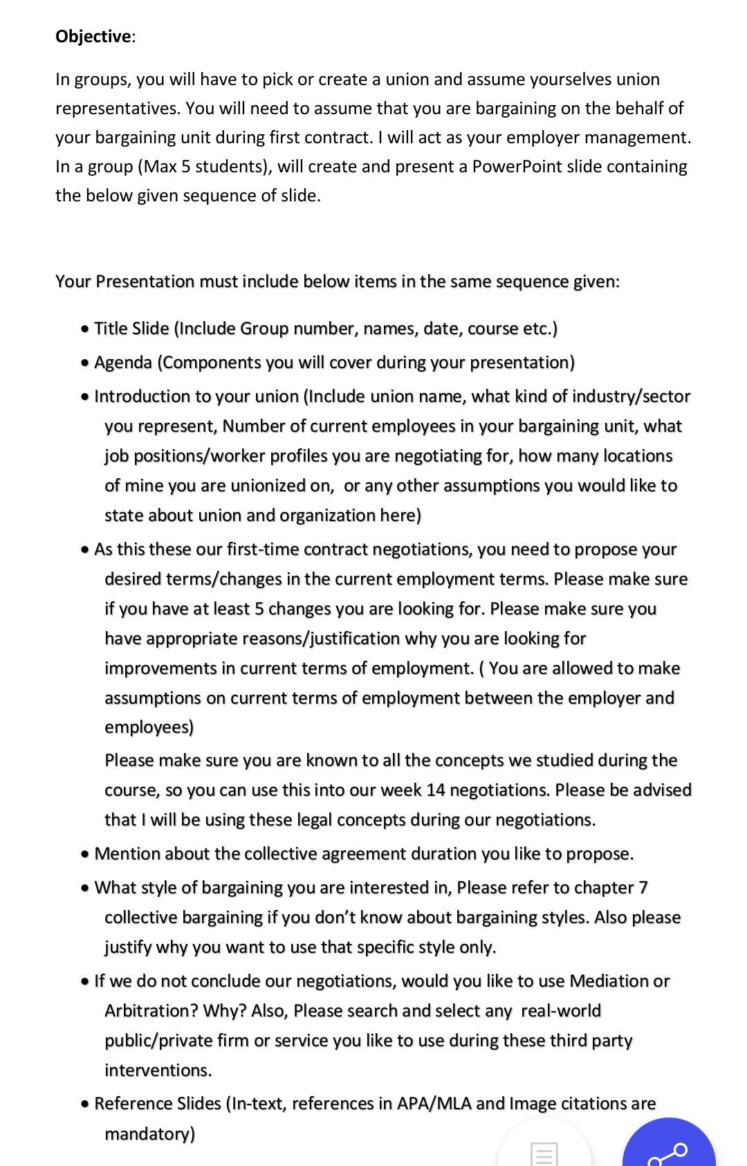  Objective: In groups, you will have to pick or create a