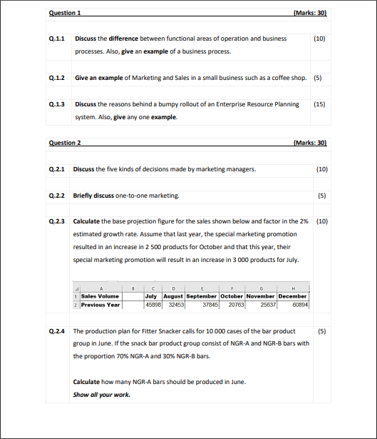 Question 1 (Marks: 30) Q.1.1 Discuss the difference between functional areas