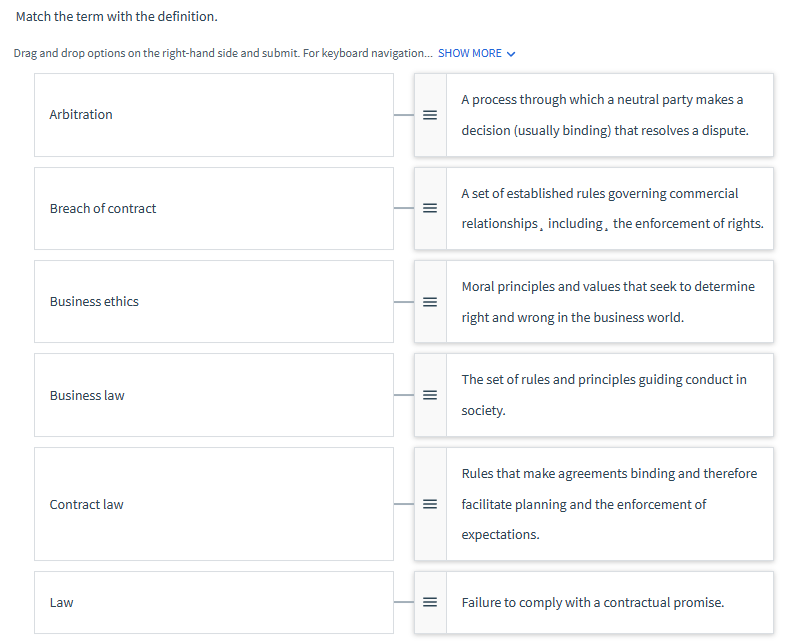 Match the term with the definition. Drag and drop options on the