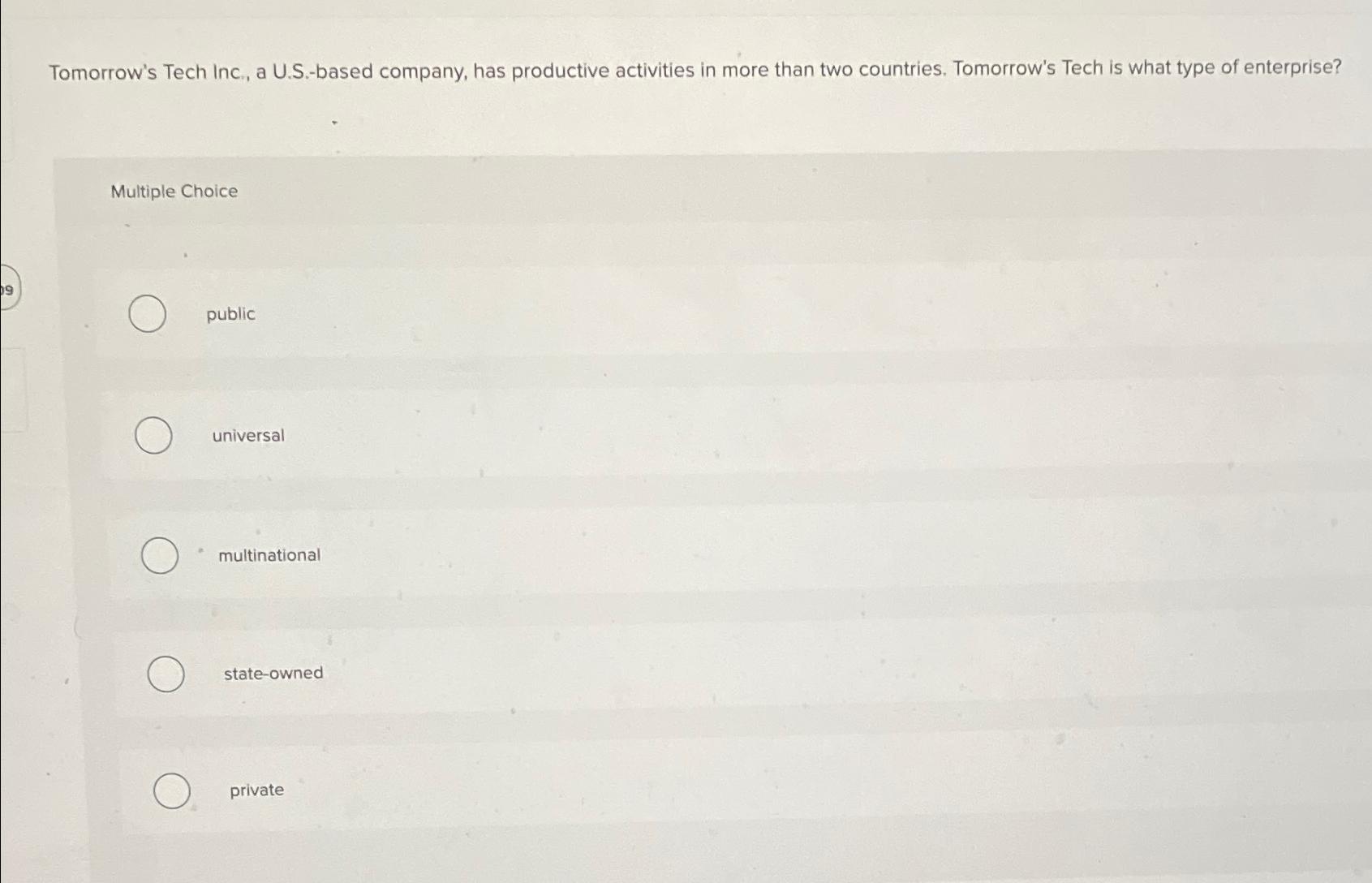  Tomorrow's Tech Inc, a U.S.-based company, has productive activities in more