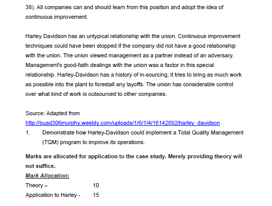 1970's. After the leveraged buy-out, Harley's new owners realized that in order