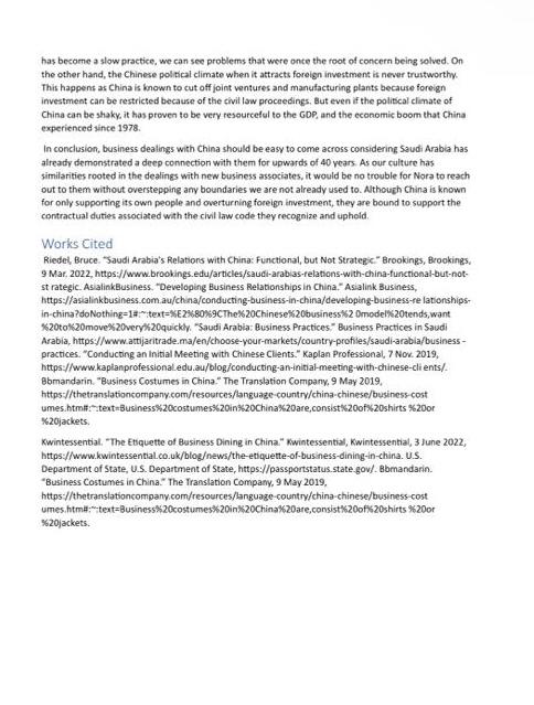 and their relationship is present) Saudi Arabia and China have a relationship