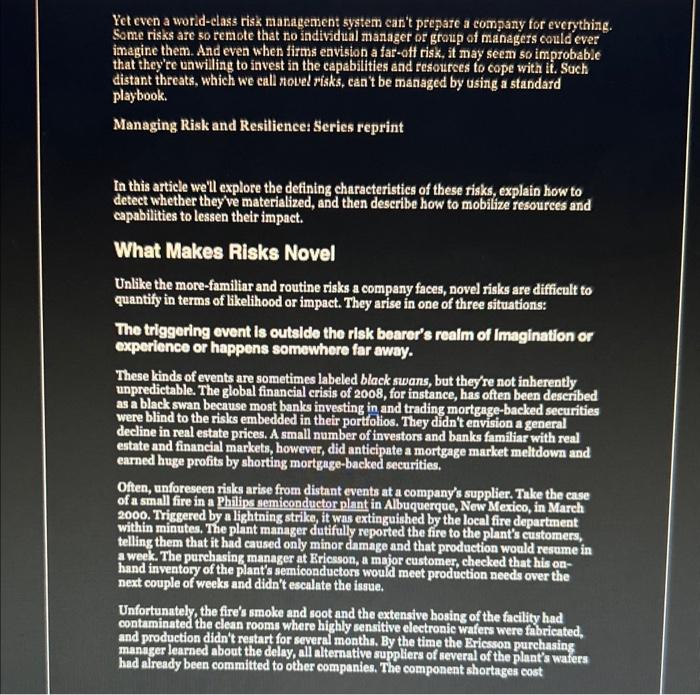 forsee. PROMPT. Describe a potential unanticipated risk that an organization does not