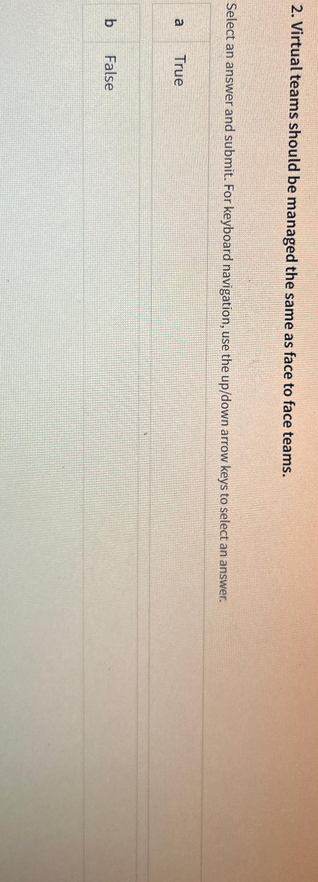  Virtual teams should be managed the same as face to face