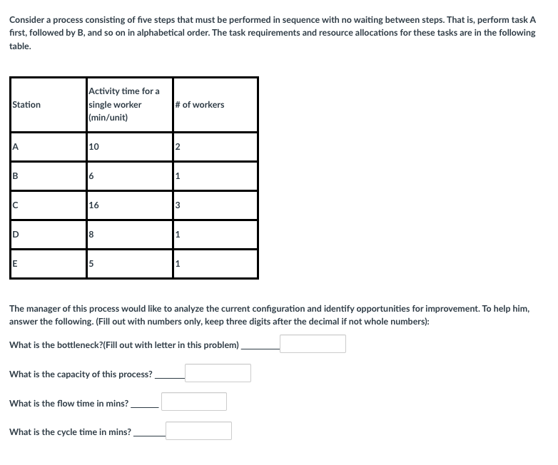 Instructions Fill out numbers with three digits after the decimal for infinite