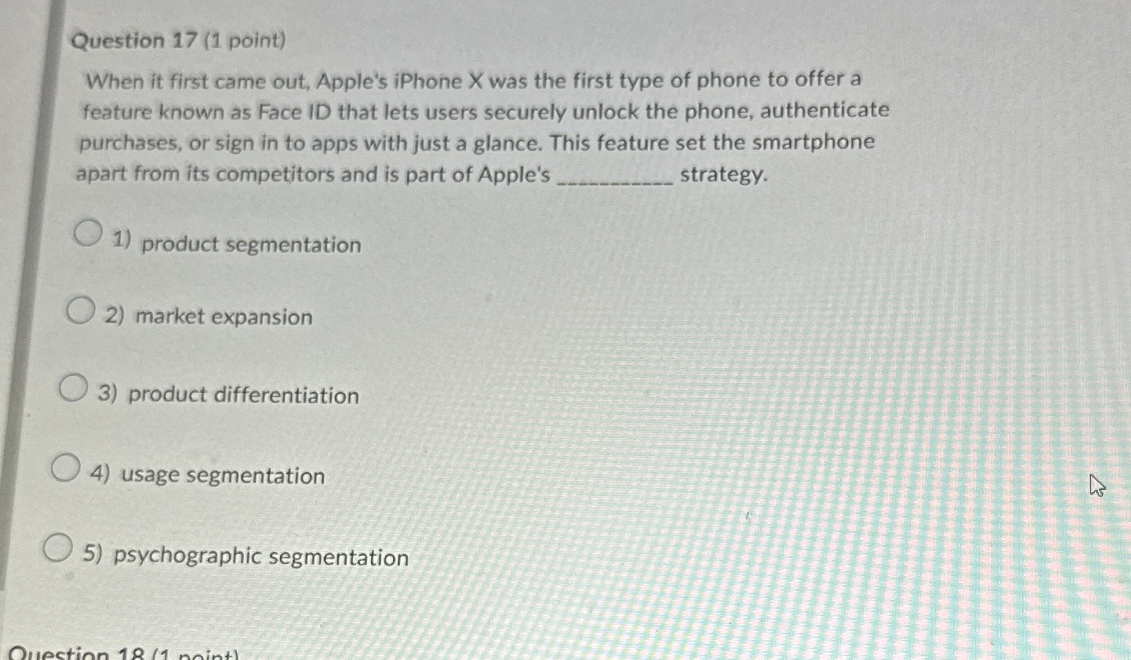  Question 17(1 point) When it first came out, Apple's iPhone X