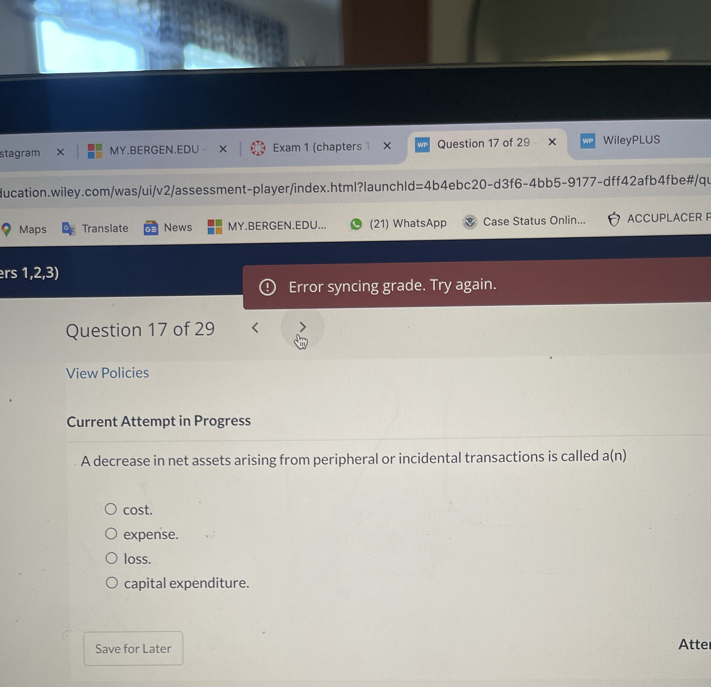  Current Attempt in Progress A decrease in net assets arising from