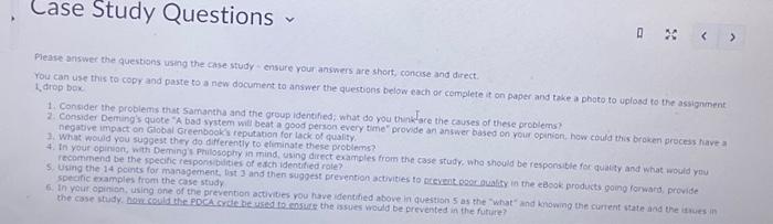  Case Study Questions V Please ariswer the questighs using the chse